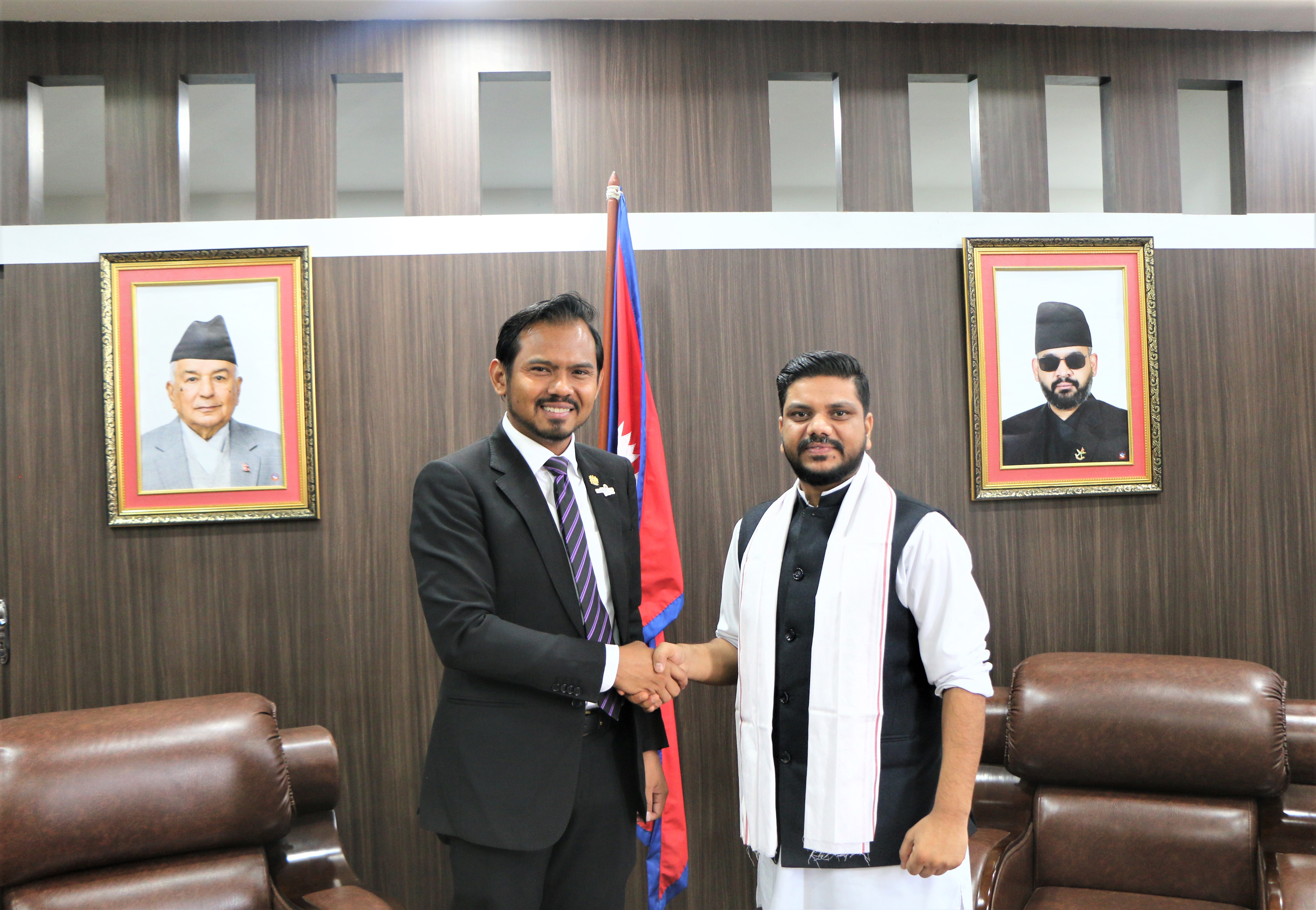 H.E. Mr. Mohd Firdaus Azman, Charge d'affaires of Malaysia to Nepal, paid a courtesy call on Hon'ble Minister Ramjee Yadav, Minister for Ministry of Youth, Labour and Employment.