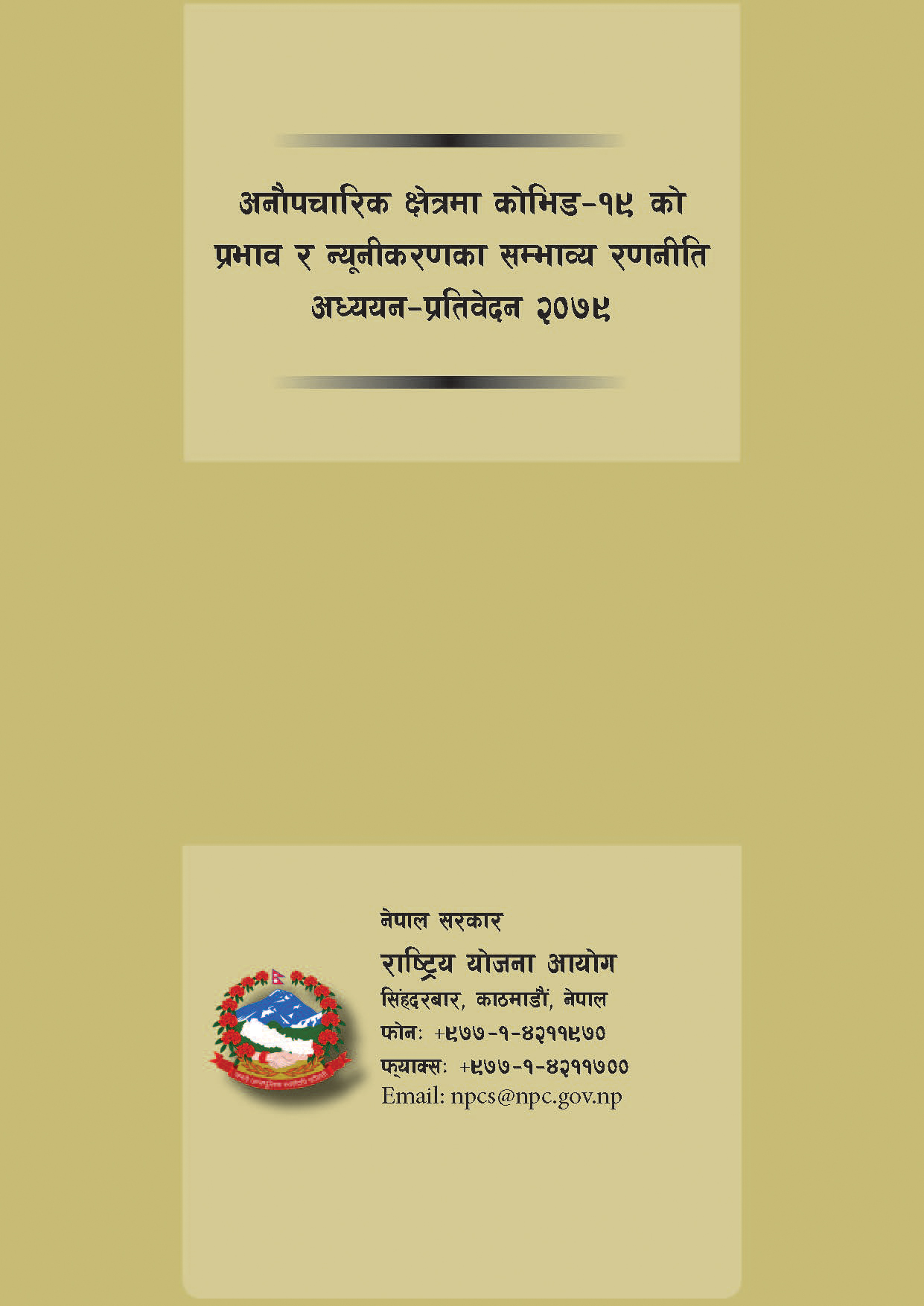अनौपचारिक क्षेत्रमा कोभिड १९ का प्रभाव न्यूनीकरण रणनीतिहरु