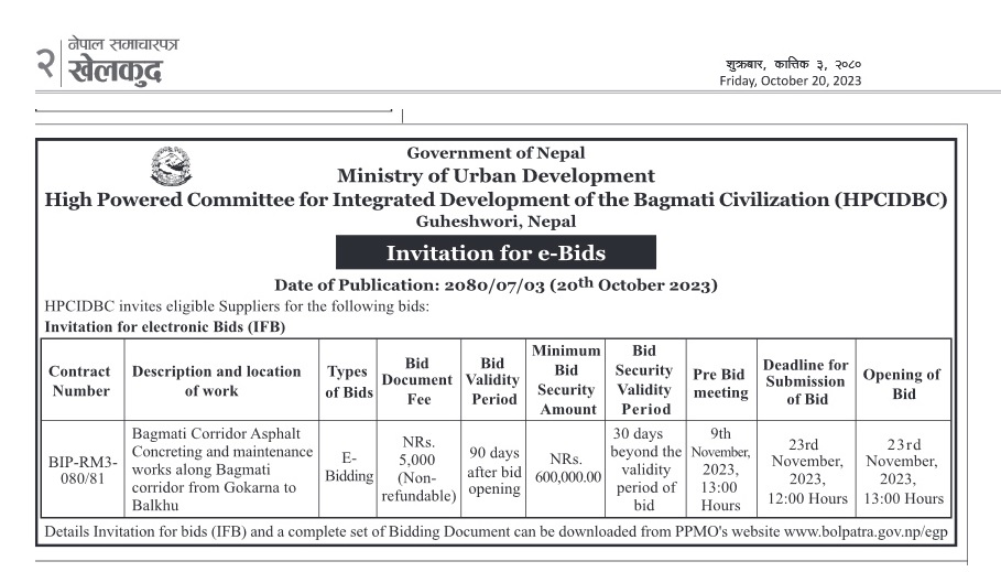 Invitation for e-Bids