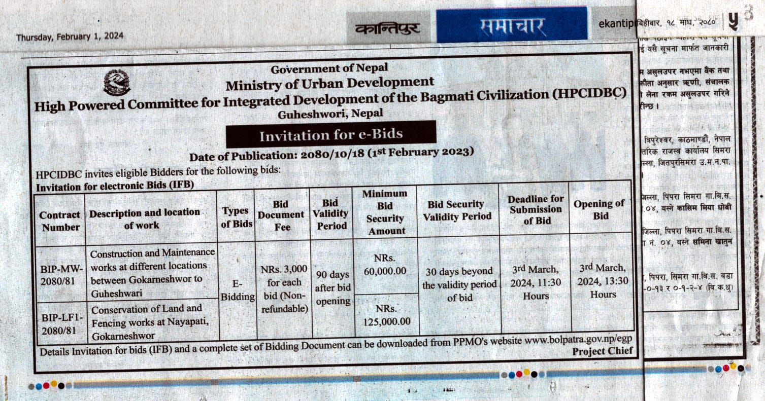 Invitation for e-Bids BIP-MW-/LF1-2080/081