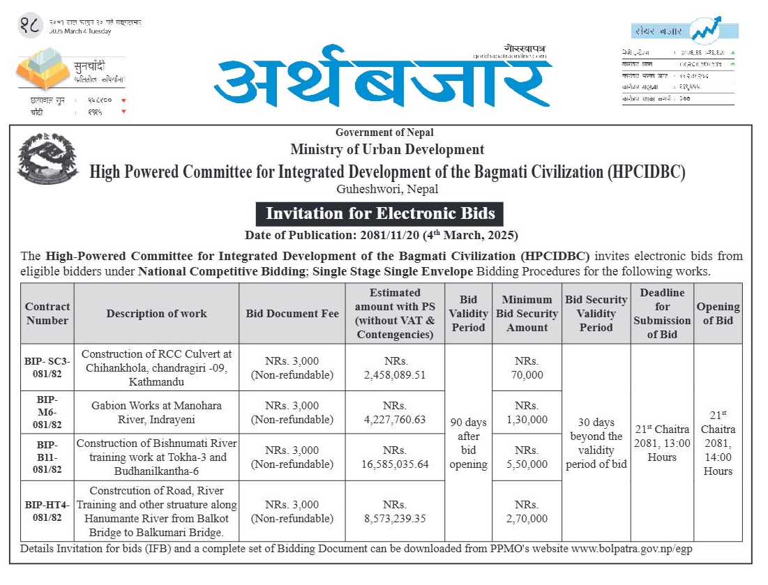 Invitation for Electronic Bids BIP-SC3-081/82, BIP-M6-081/82, BIP-B11-081/82, BIP-HT4-081/82