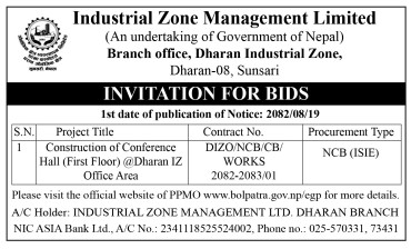 INVITATION FOR BIDS Notice Publication Date : 2082.08.19