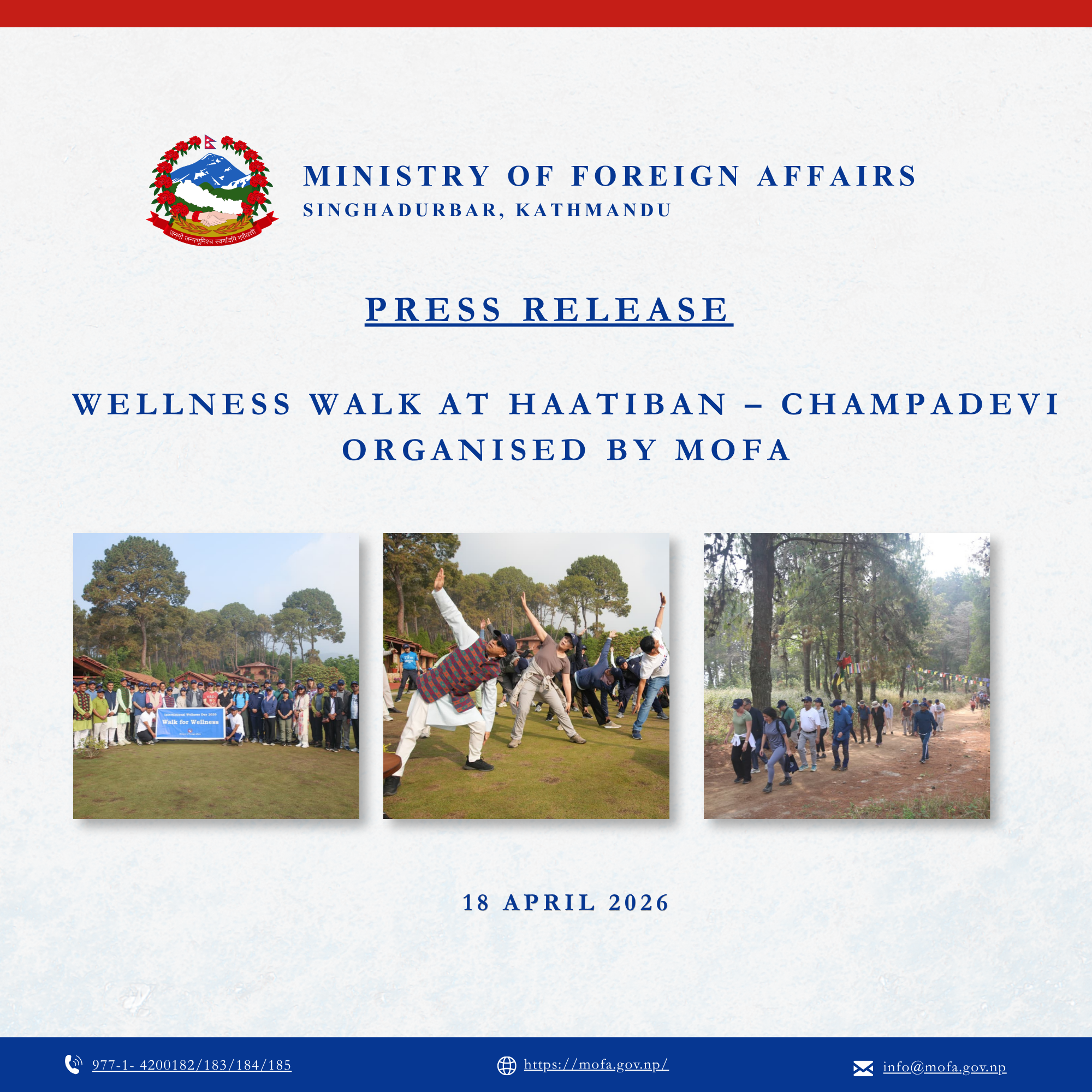 Wellness Walk at Haatiban – Champadevi organised by MoFA: