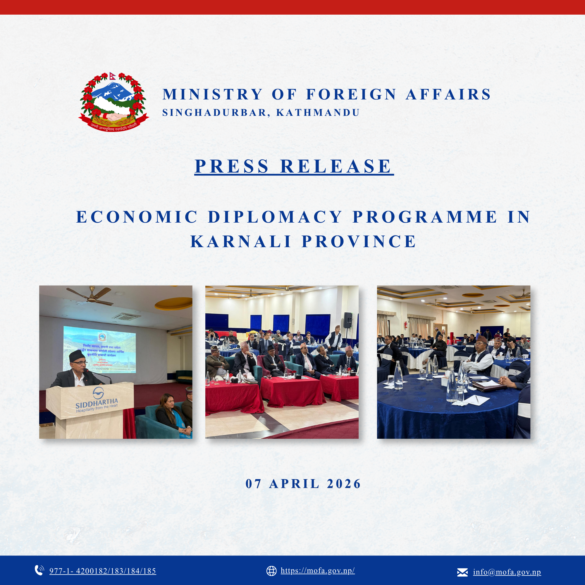 Press Release- Economic Diplomacy Programme in Karnali Province