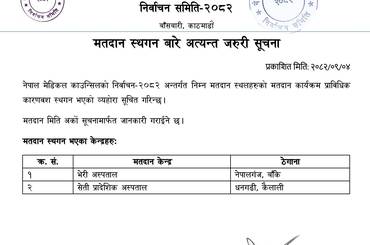 नेपाल मेडिकल काउन्सिलको मतदान स्थगन बारे सूचना - img