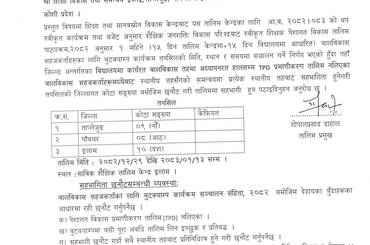 तालिममा सहभागी छनौट गरी पठाइदिने सम्वन्धमा । - img