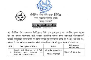 बोलपत्र स्वीकृत गर्ने आशयको सूचना प्रकाशित मिति २०८२।०८।१७ गते - img