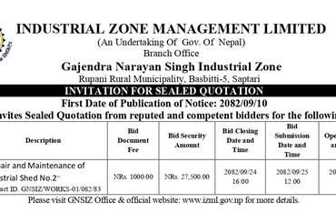 INVITATION FOR SEALED  QUOTATION First date of Publication: 2082.09.10 - img