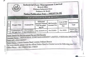 INVITATION FOR BIDS Notice Publication: 2082.07.26 - img