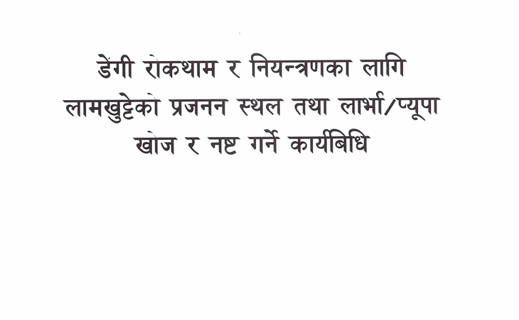 डेंगी रोकथाम तथा नियन्त्रण का लागि लामखुट्टेको प्रजनन् स्थल तथा लार्भा-प्यूपा खोज तथा नष्ट गर्ने कार्यविधि