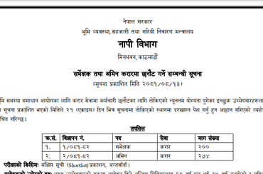 सर्भेक्षक तथा अमिन करारमा छनौट गर्ने सम्बन्धमा सूचना - img