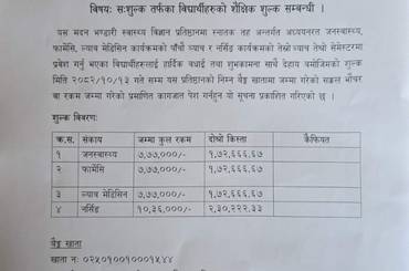 सूचना नंः ४५- सःशुल्क तर्फका विद्यार्थीहरुको शैक्षिक शुल्क सम्बन्धी । - img