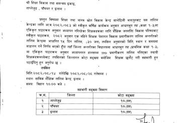 तालिममा सहभागी पठाइदिने सम्वन्धी सूचना । - img