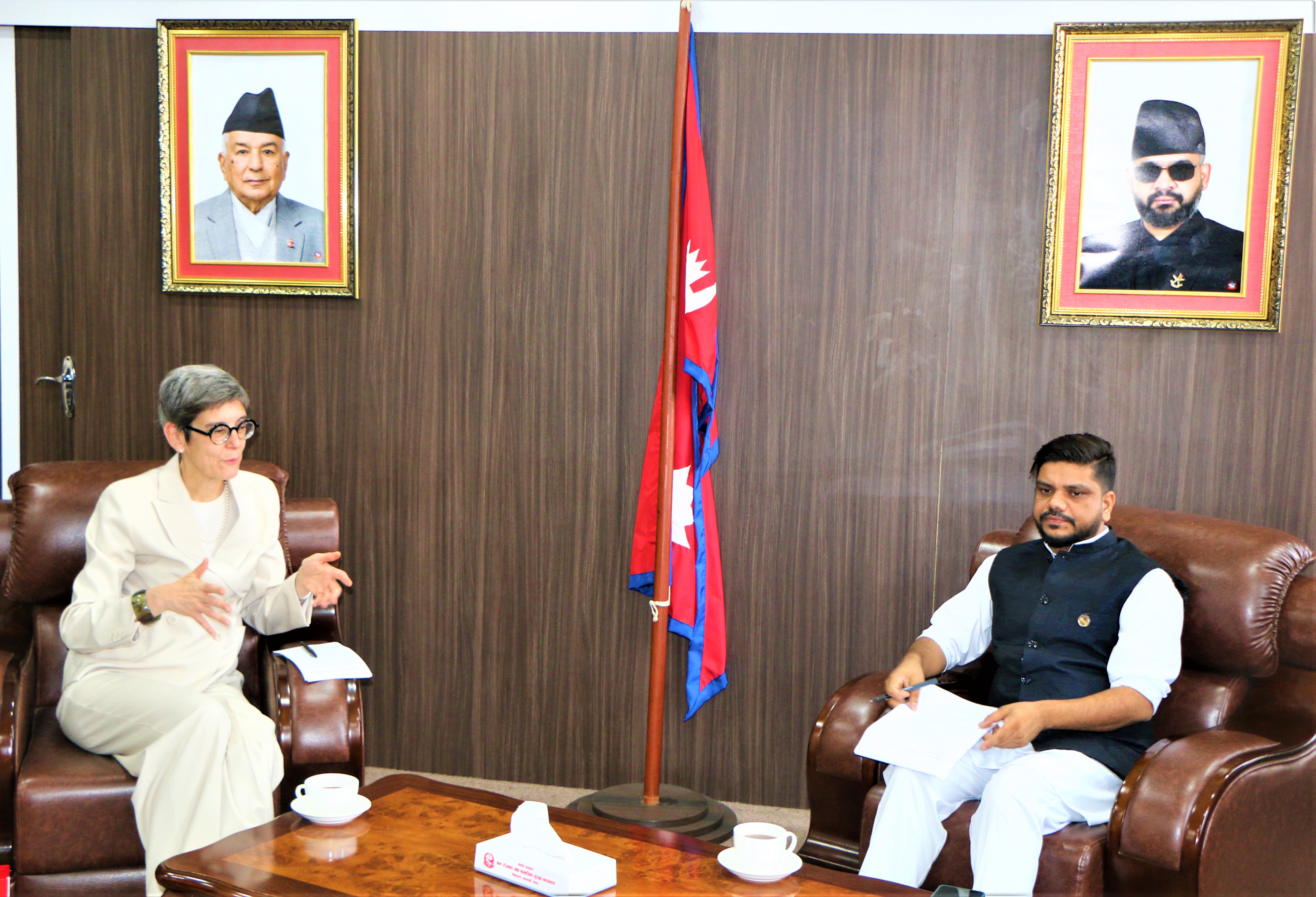A courtesy meeting was held between the Honourable Minister for Labour, Employment and Social Security Ramjee Yadav  with the Ambassador of Switzerland to Nepal, H.E. Dr. Danielle Meuwly and had a fruitful discussion on Nepal–Switzerland bilateral relations, mutual cooperation and labour migration issues.