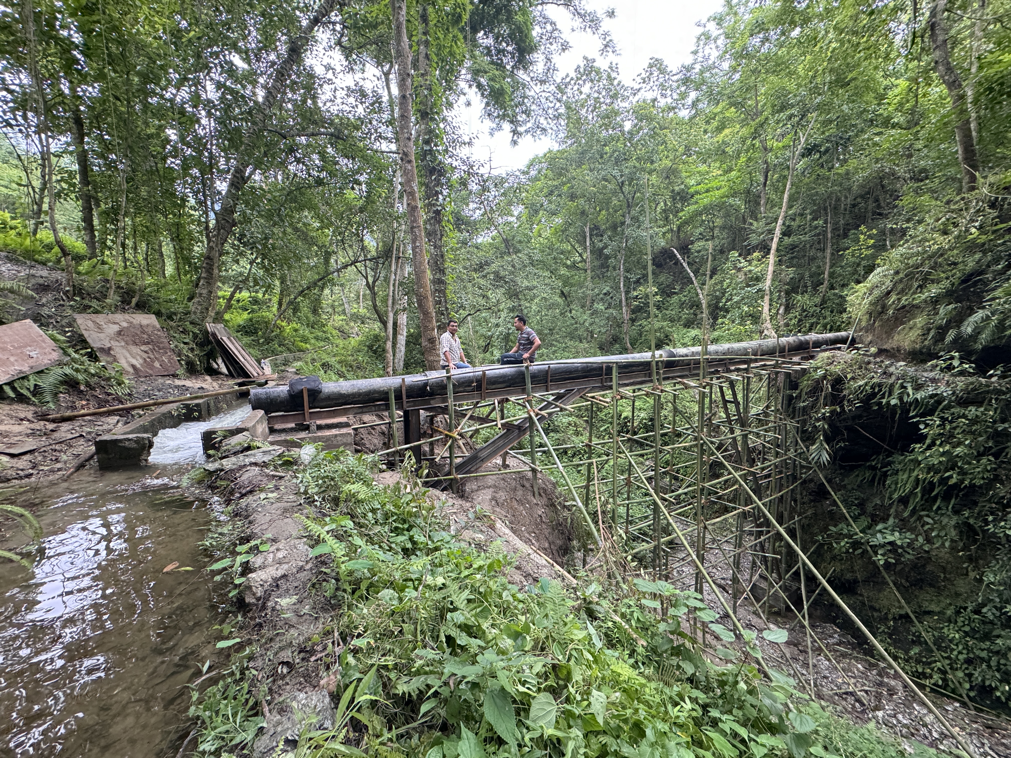 Cross Drainage structure-HDPE Pipe crossing (ISMB girder beam Aqueduct) at Janta Laxmi Irrigation Project