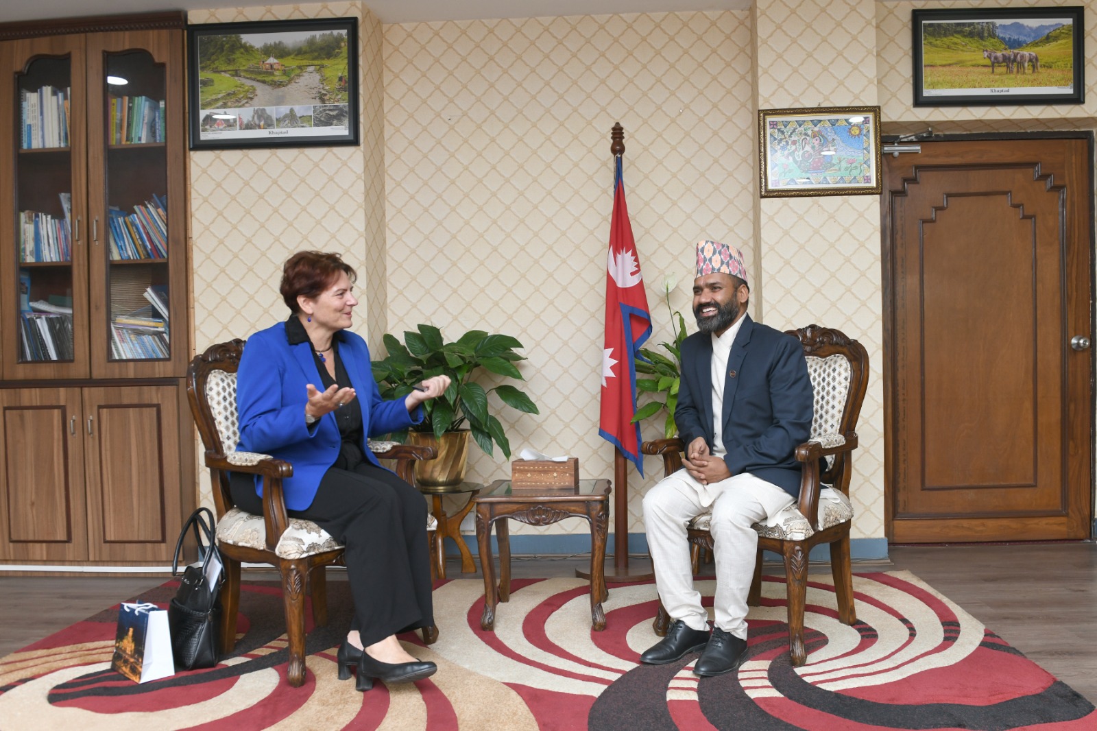 माननीय मन्त्रीसँग लिथुआनियाका गैर आवासिय राजदूत H.E. Ms. Diana Mickeviciene को शिष्टाचार भेटघाट (मििति २०८३/०१/०४)