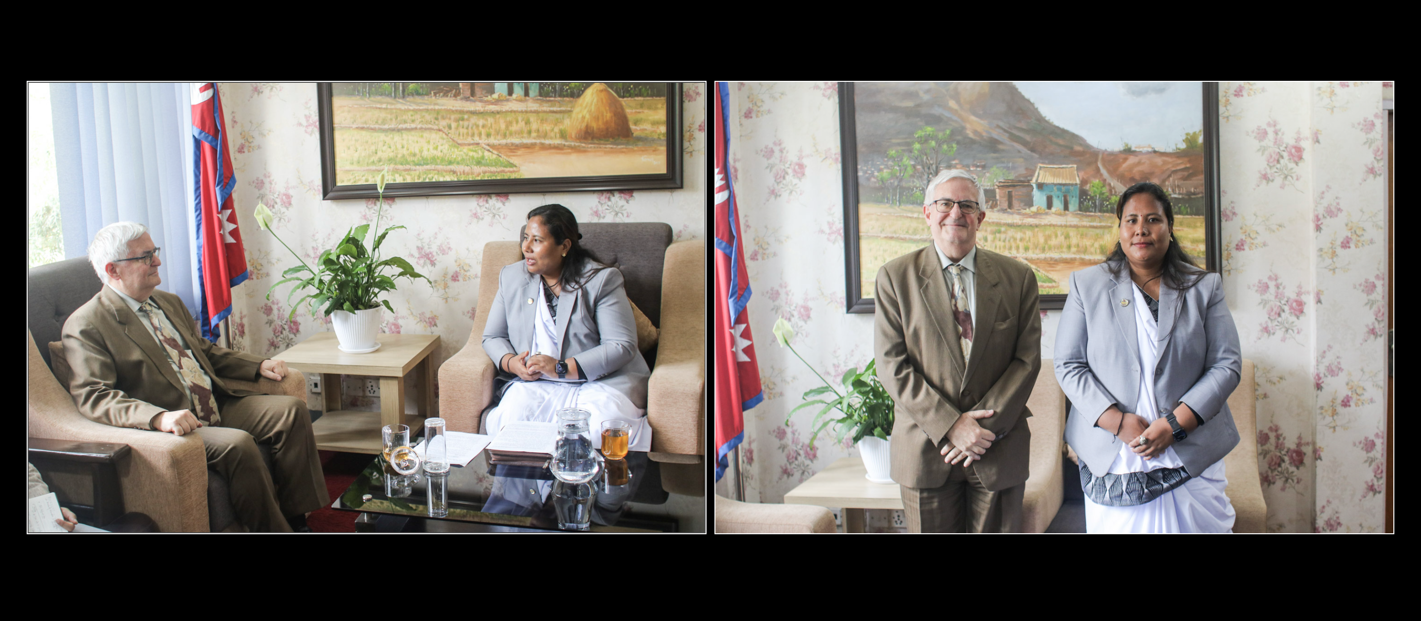 Israel Ambassador to Nepal His Excellency Mr. shmulik Arie B pays courtesy call on Hon'ble Minister for Agriculture, Forest and Environment  Gita Chaudhary at the Ministry.   माननीय  कृषि,वन तथा पर्यावरण मन्त्री गीता चौधरीज्यू  संग नेपालका लागि इजरायलका राजदूत श्मुलिक एरी वासले मन्त्रालयमा गर्नुभएको शिष्टाचार भेटघाट ।
